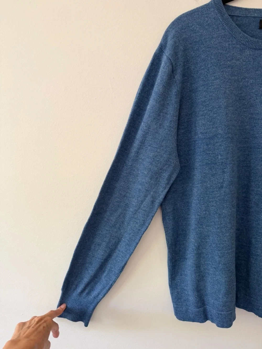 J. Crew Mens 100% Cotton Blue Marl Popover Crew Neck Lightweight Sweater Preppy